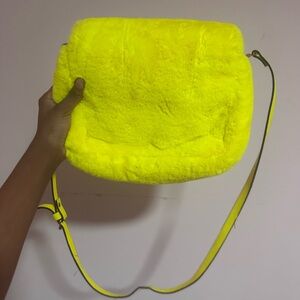 Vibrant Yellow Fur Shoulder Bag